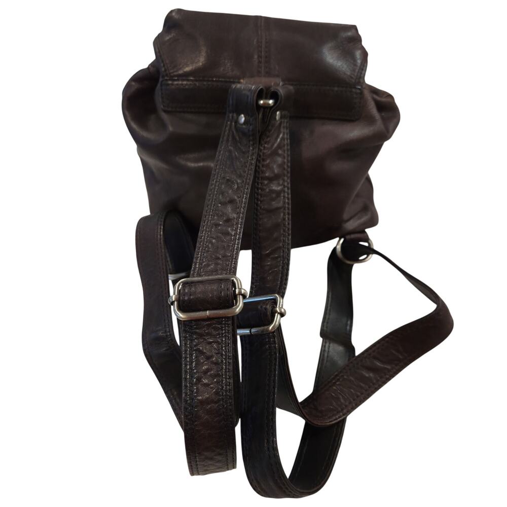 Y2K Slouchy Leather Backpack Brown Utility Bag Cargo Pocket Vintage Boho Grunge - Picture 7 of 16